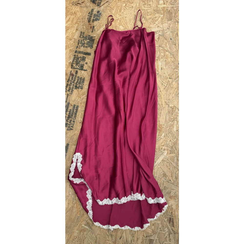 New VTG Jaclyn Smith Intimates Plus Satin Nightgown 3X Burgundy Lace Trim Slip - Picture 9 of 9